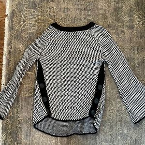 Black and White scooped neck sweater- no tears, rips or holes!
